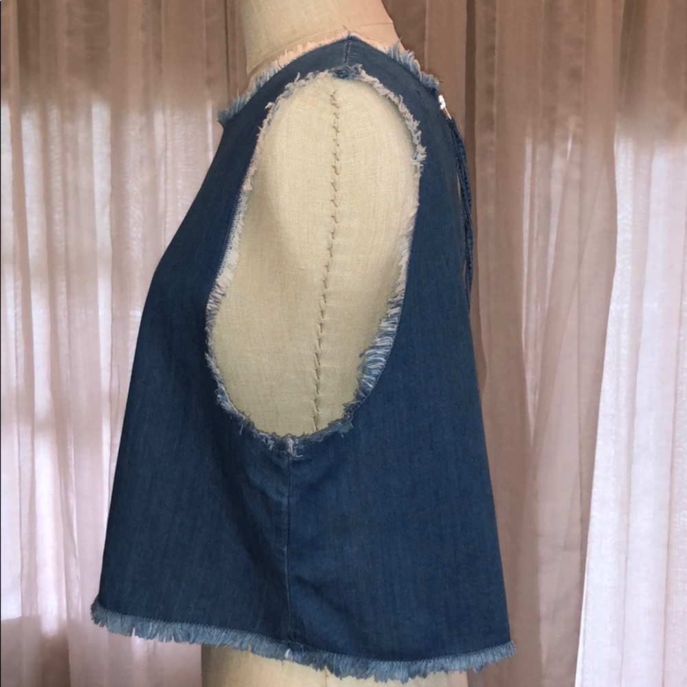 Asos Waven Blue Tini Denim Crop Top - Picture 6 of 8